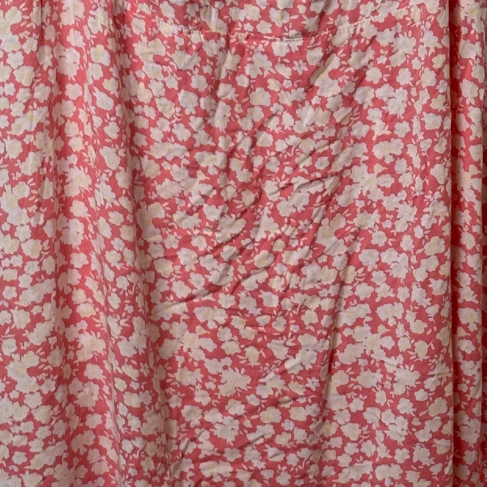 Billabong Midi Dress Womens‎ M Pink Floral Tie Shoulder Smocked Sweetheart Boho